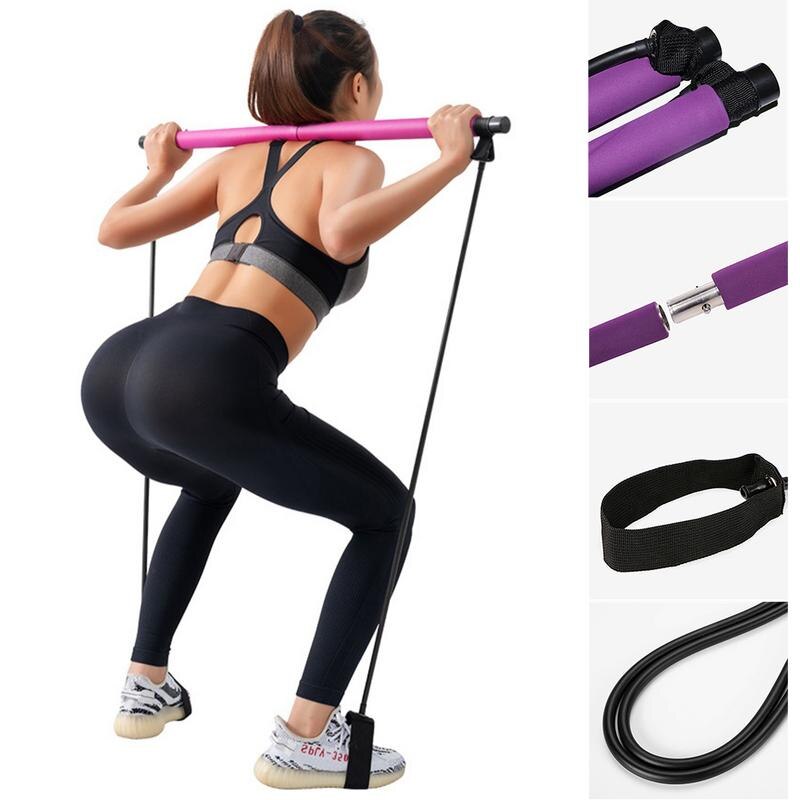 Yoga Pilates Bar Stick With Resistance Bands